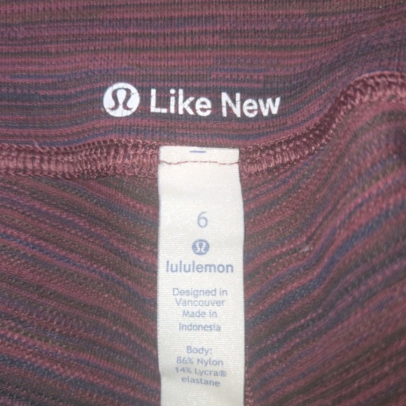 Lululemon High Times Pant 30" Cyber Red Bordeaux Drama Sz 6 Long Ankle Striped - Picture 3 of 9